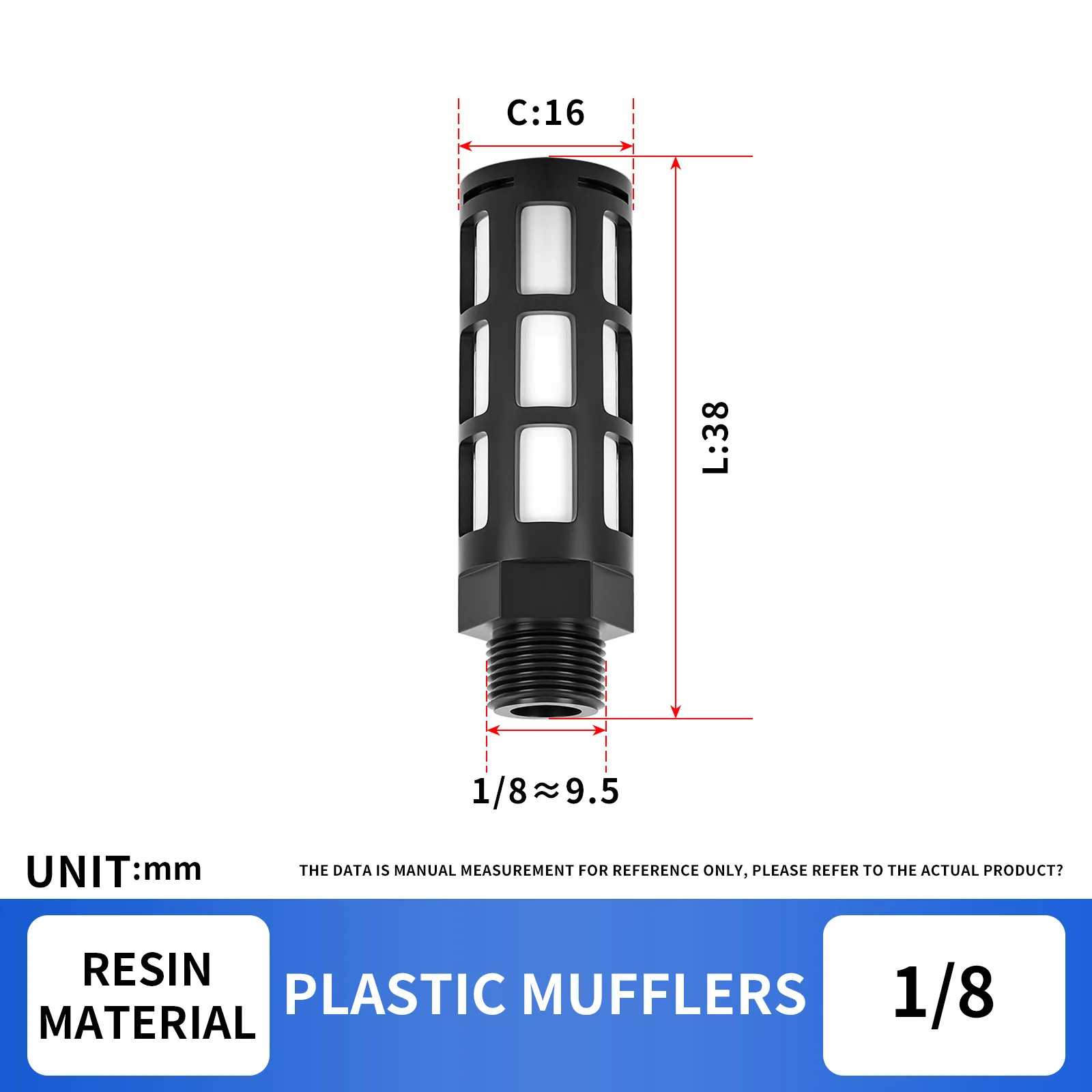 

10Pcs 1/8"inch External thread plastics muffler solenoid valve noise reduction