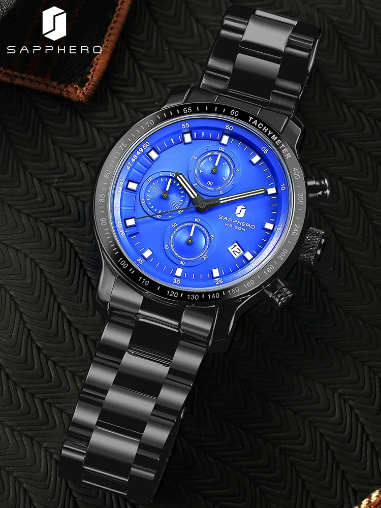 SAPPHERO Watch For Men Luxury Brand Stainless Steel Gold Men\'s Watch Quartz Waterproof Timepiece Elegant Dating Clock Date