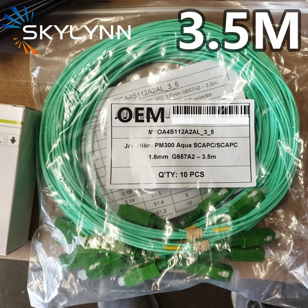 맞춤형 FTTH Jarretiere 녹색 점퍼, 아쿠아 G657A2 광섬유 패치 케이블, SC 심플렉스 SM SX SCAPC, 1.6mm, 3.5m, 신제품