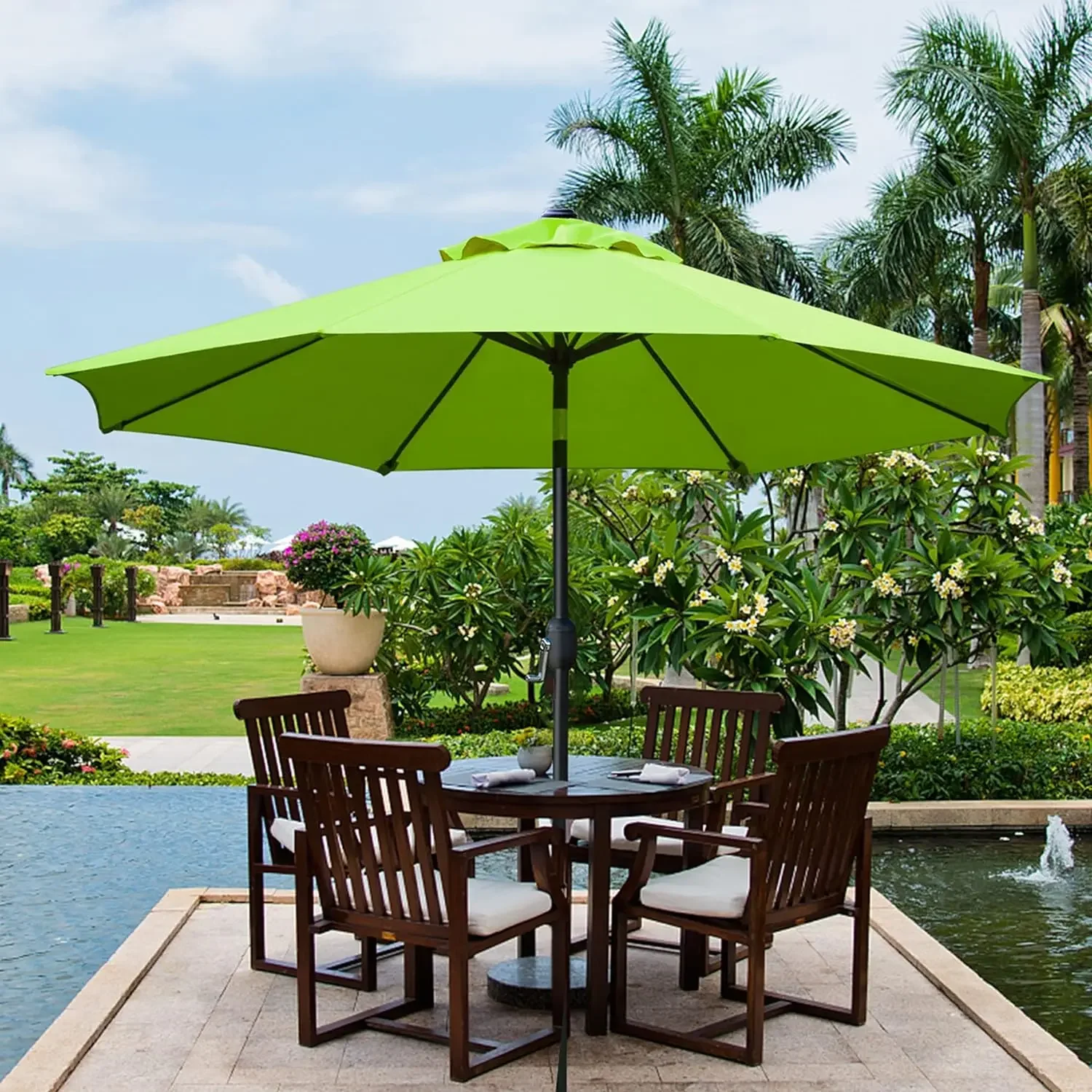 

9' Patio Umbrella Outdoor Table Umbrella with 8 Sturdy Ribs (Grass Green)