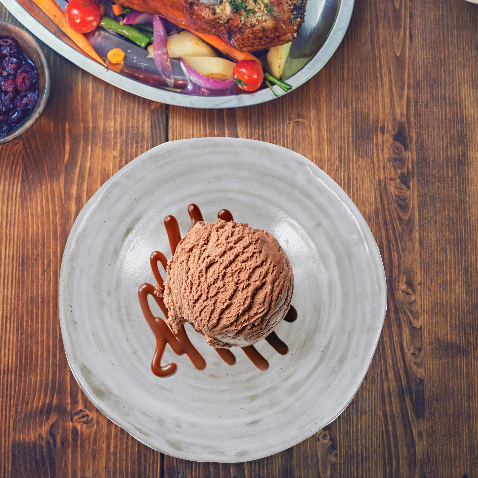 

Ceramic Footed Fruit Serving Tray High Base Snacks Plate Vintage Style Dessert Display Stand Home Decor Fruit Tray