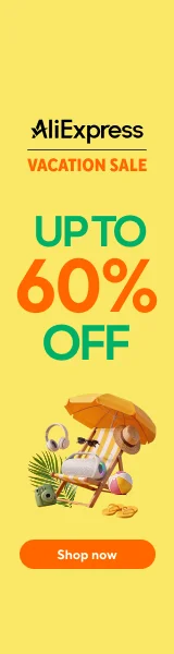 AliExpress Vacation Sale skyscraper banner