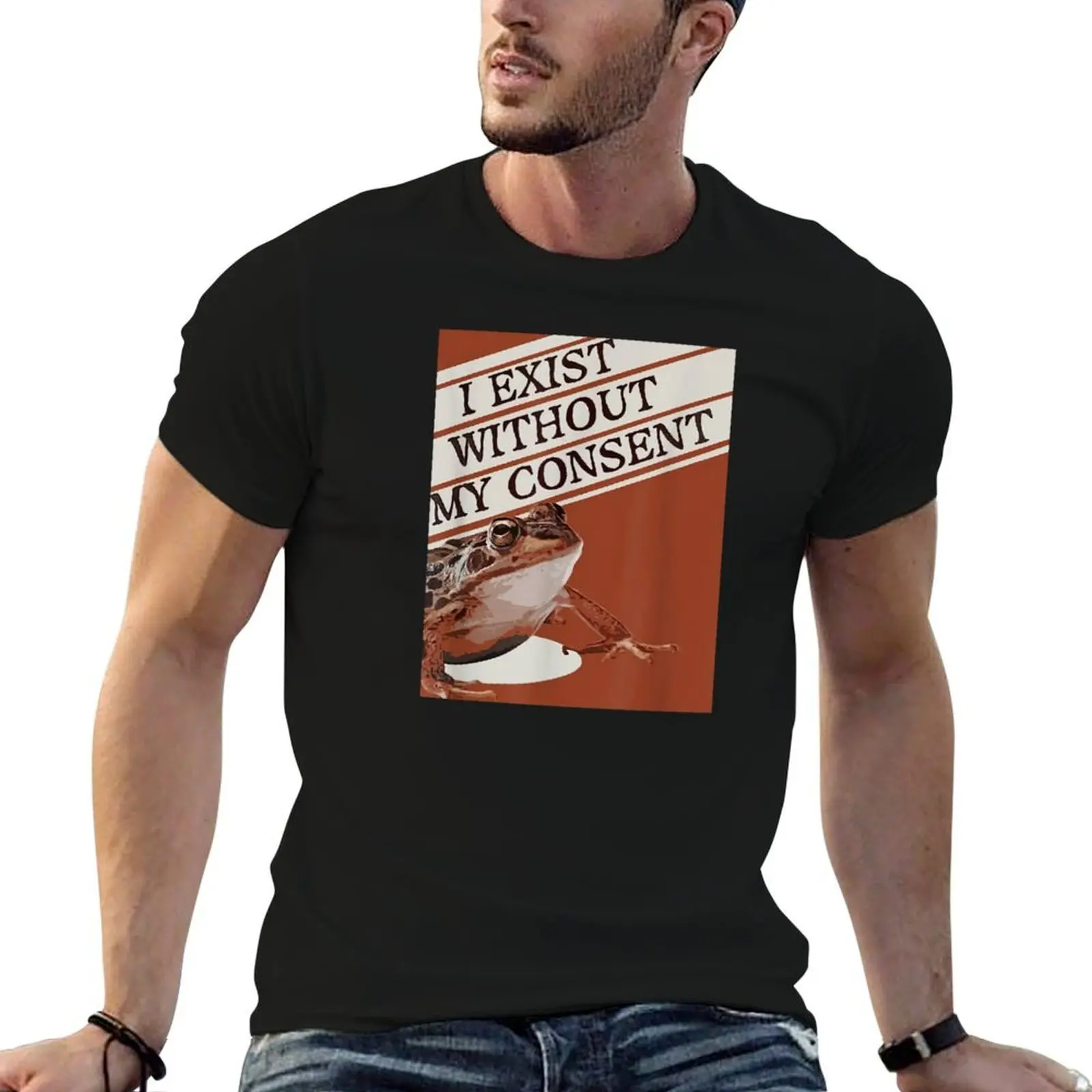 I exist without my consent T-Shirt customizeds sports fans slim fit t shirts for men