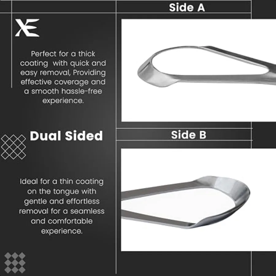 XE 2 قطعة مكشطة اللسان Y شكل الفولاذ المقاوم للصدأ مكشطة اللسان المعدنية لعلاج رائحة الفم الكريهة منظف اللسان للرجال