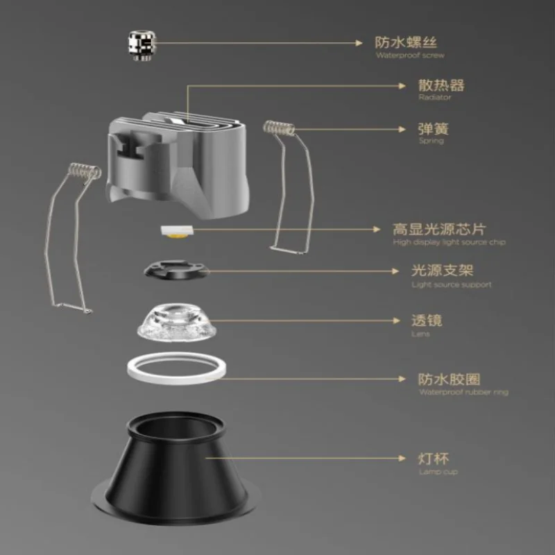 IP65 full spectrum waterproof spotlight intelligent anti-glare home embedded living room ceiling new no main light