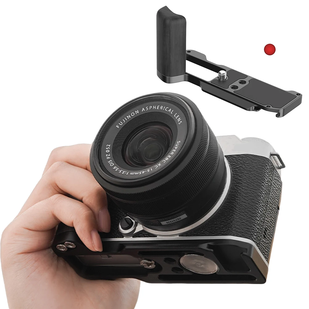 Punho de Madeira para Câmera com Base de Alumínio e Placa QR L para Câmera Fujifilm X-M5