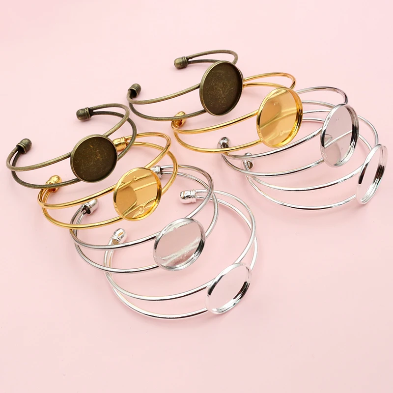 2pcs 20mm 25mm inner size DIY Bangle Bracelet Cabochons Blank Base Setting Tray Bezel DIY Jewelry Making Accessories Findings