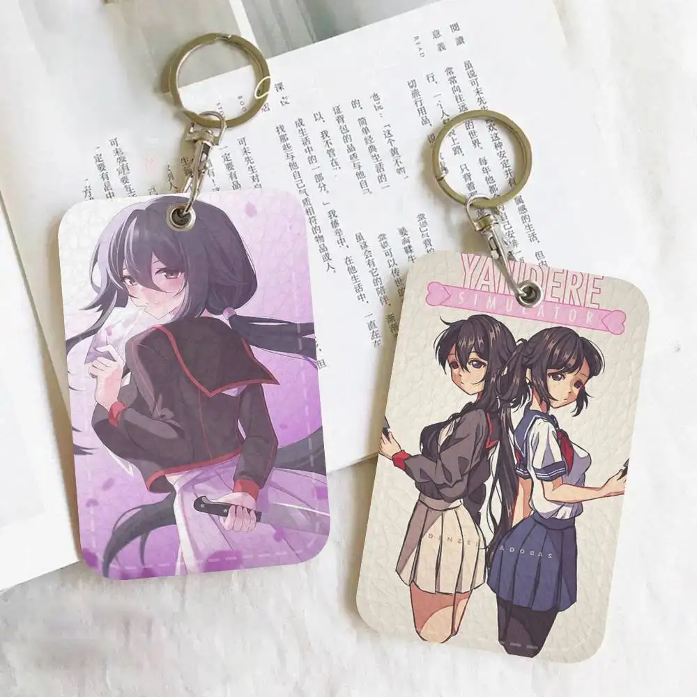 Video Game Y-Yandere S-Simulator Anime Access Card Case Holder Keychain Key Ring Door Access Tags ID Card Case Keychain