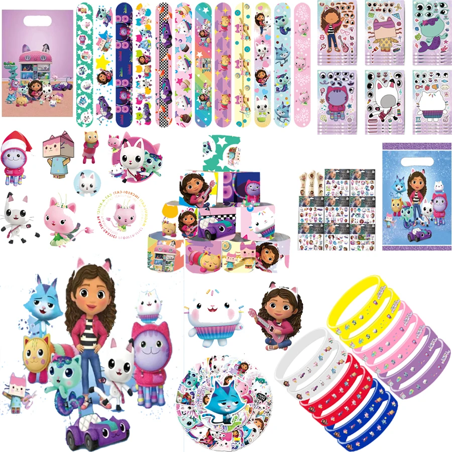 

Gabby Dollhouse Cats Cartoon Birthday Gifts Party Favors Seal gift bag badge Silicone Bracelet Children Gifts Toy for Kids