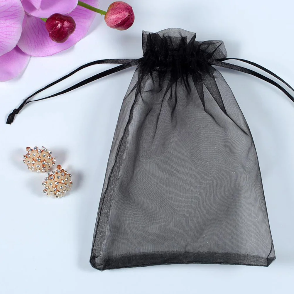

100 Pcs Jewelry Bag Goodies Cloth Pouch Handbag Candy Storage Bags Gauze Fabric Wrapping Drawstring Holding