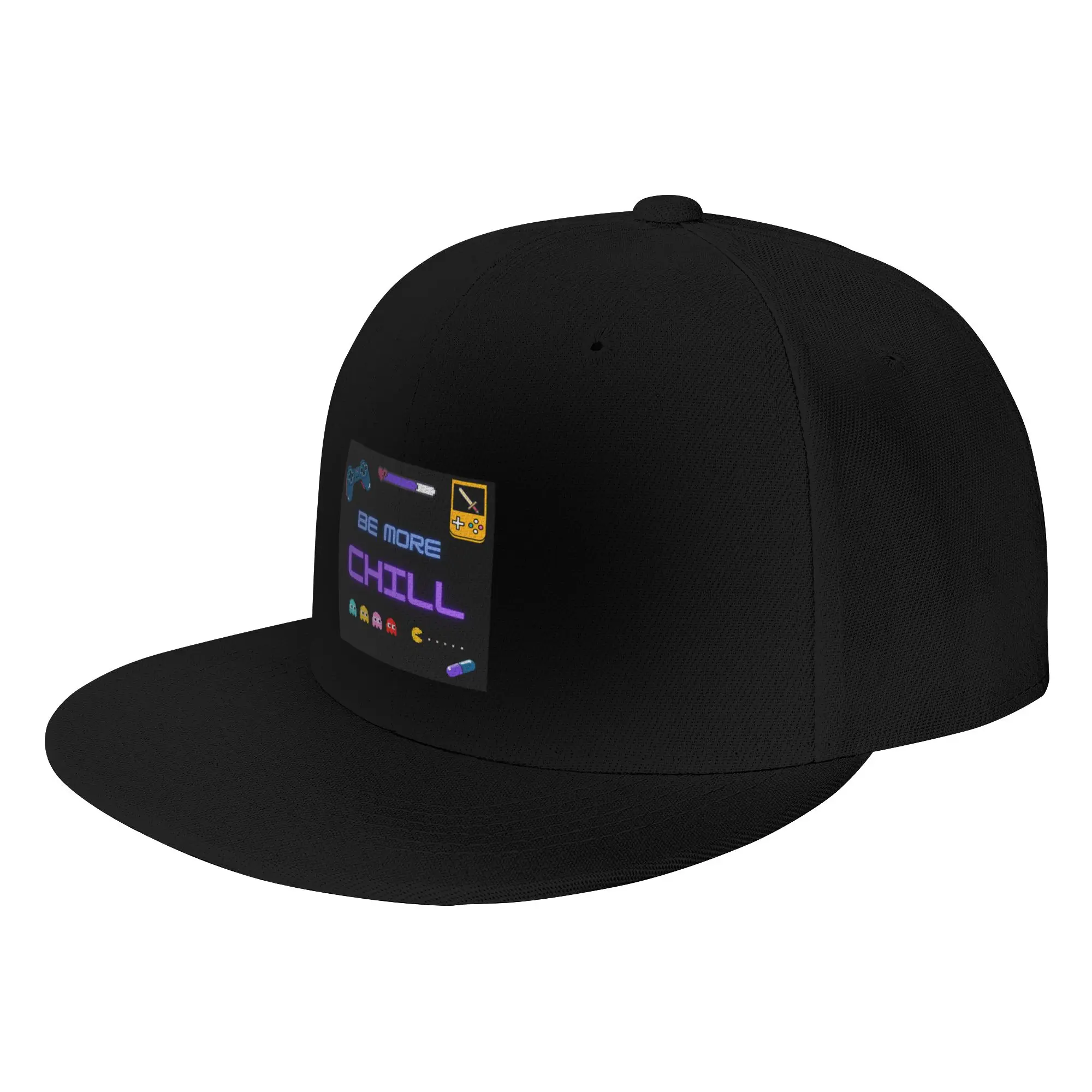 Fashion Be more chill logo with retro games Flat Brim Sun Hat  Wear-Resistant And Durable Cap Male
