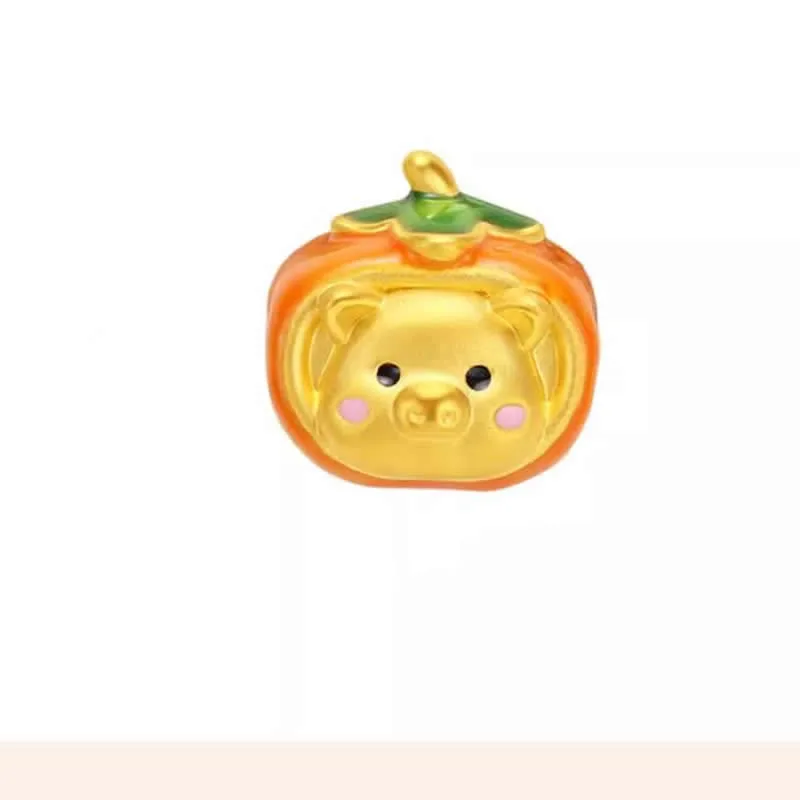 

Бусины из чистого желтого золота 24 карата, женские бусины из золота 999 пробы со свиньей и хурмой