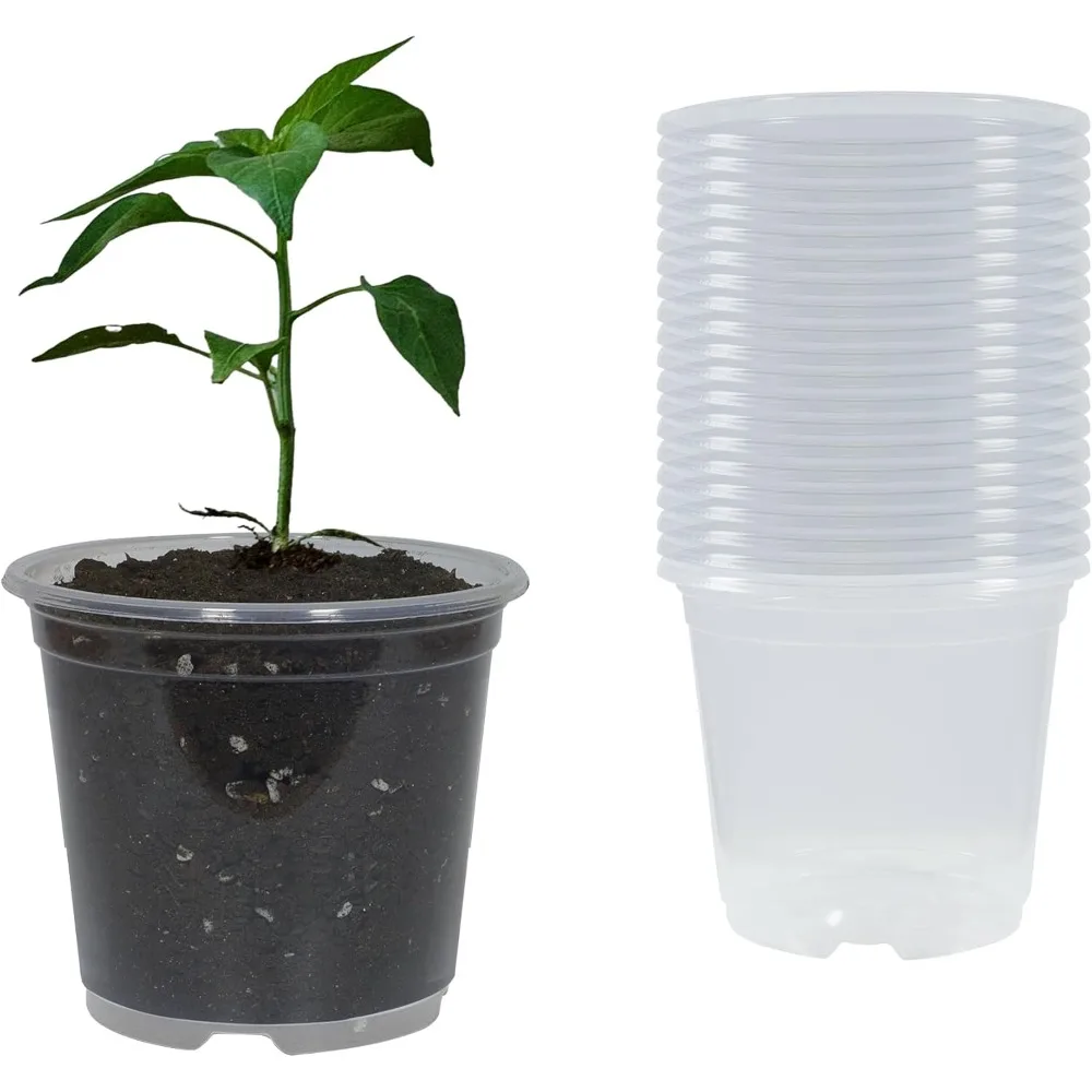 

20 Pack 4 Inch Clear Nursery Pots with Drainage Plant Pots for Plants Transparent Potting Containers for Plants Seeding Starter