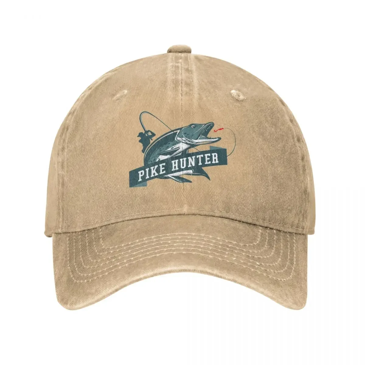 Pike Fisherman Baseball Cap Sport Angler Running Casual Washed Hip Hop Hats Unisex Cool Custom Washed Baseball Caps