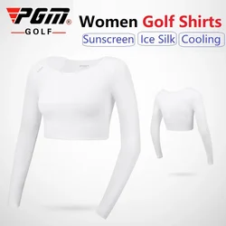 PGM Sports Shirt Golf UV Ice T-shirts Long Sleeve Cooling Underwear Summer Sunscreen Cycling Shirt Cropped Top Golf Clothing