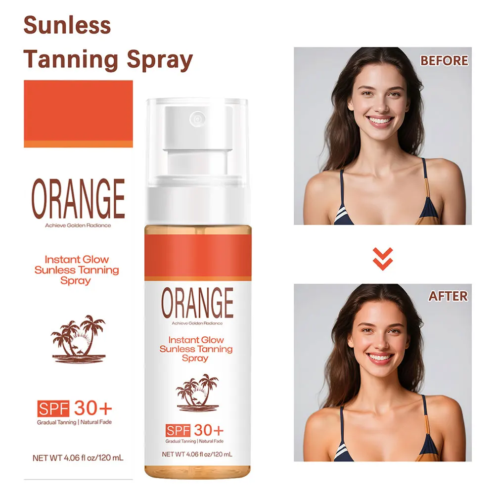 

120ml Orange-Tanning Sunscreen Spray,Tanning Oil With Spf30 High Protection Tanning Sunscreen Gel For Women Men