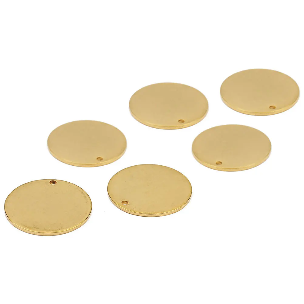 

10 Pcs Tag Jewelry Pet Pendant Dog ID Hangings with Hole DIY Golden Blank Round Tags