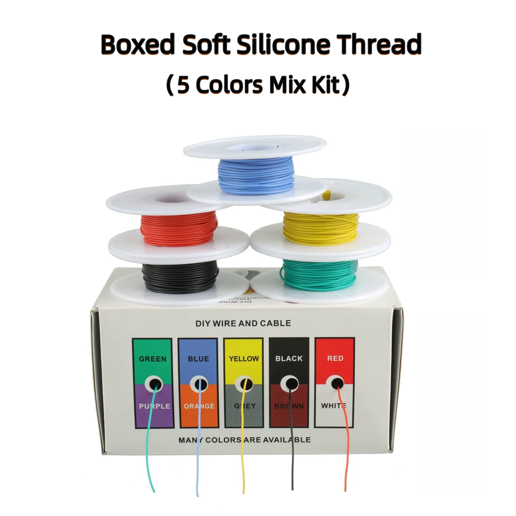 Heat Resistant Flexible Silicone Wire 30/28/26/24/22/20/18/16AWG Stranded Cable Electrical Tinned Copper Wire （5 Colors Mix Kit）