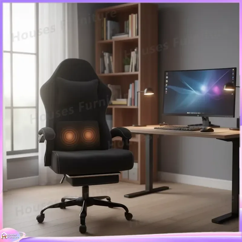 Ergonomic Gaming Chair with PU Leather Massage Function Lumbar Support 360 Degree Rotation Adjustable Height Racing Style