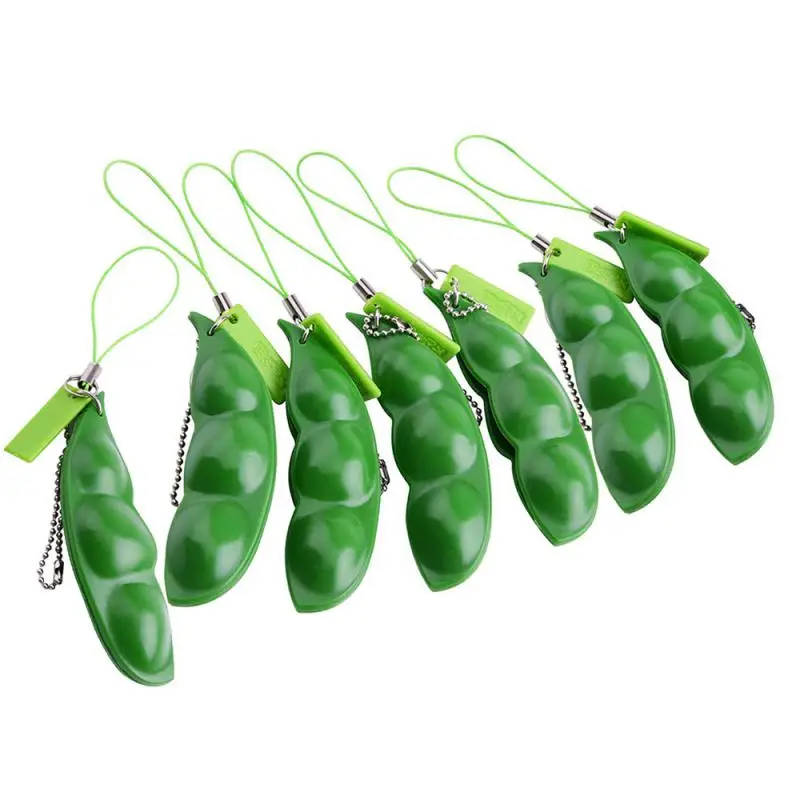 Edamame Bean Edamame shy Infinite Squeeze juguetes de descompresión, cadena de llavero, juguetes para aliviar el estrés, antiestrés, 1 unidad