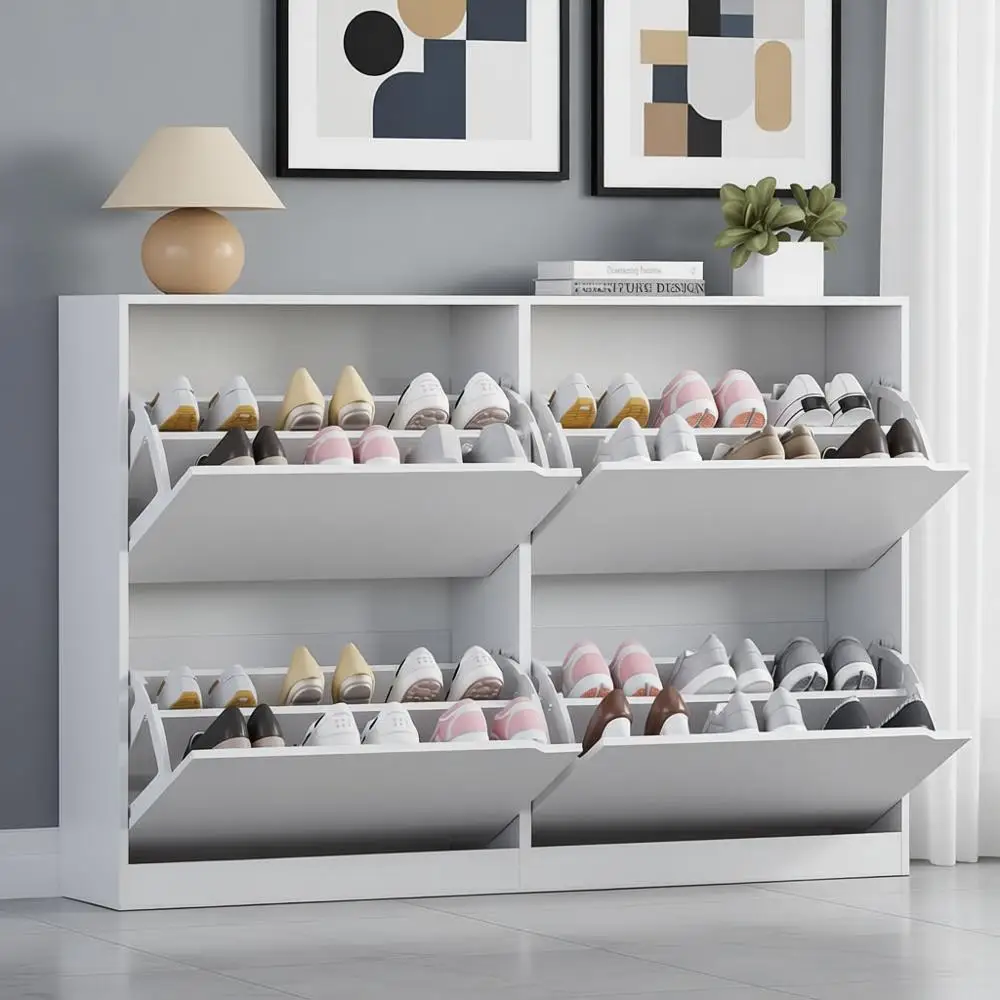 

Компактный шкаф для обуви с 4-мя ящиками, незаметное хранилище для прихожей, прихожей, спален и гостиных.