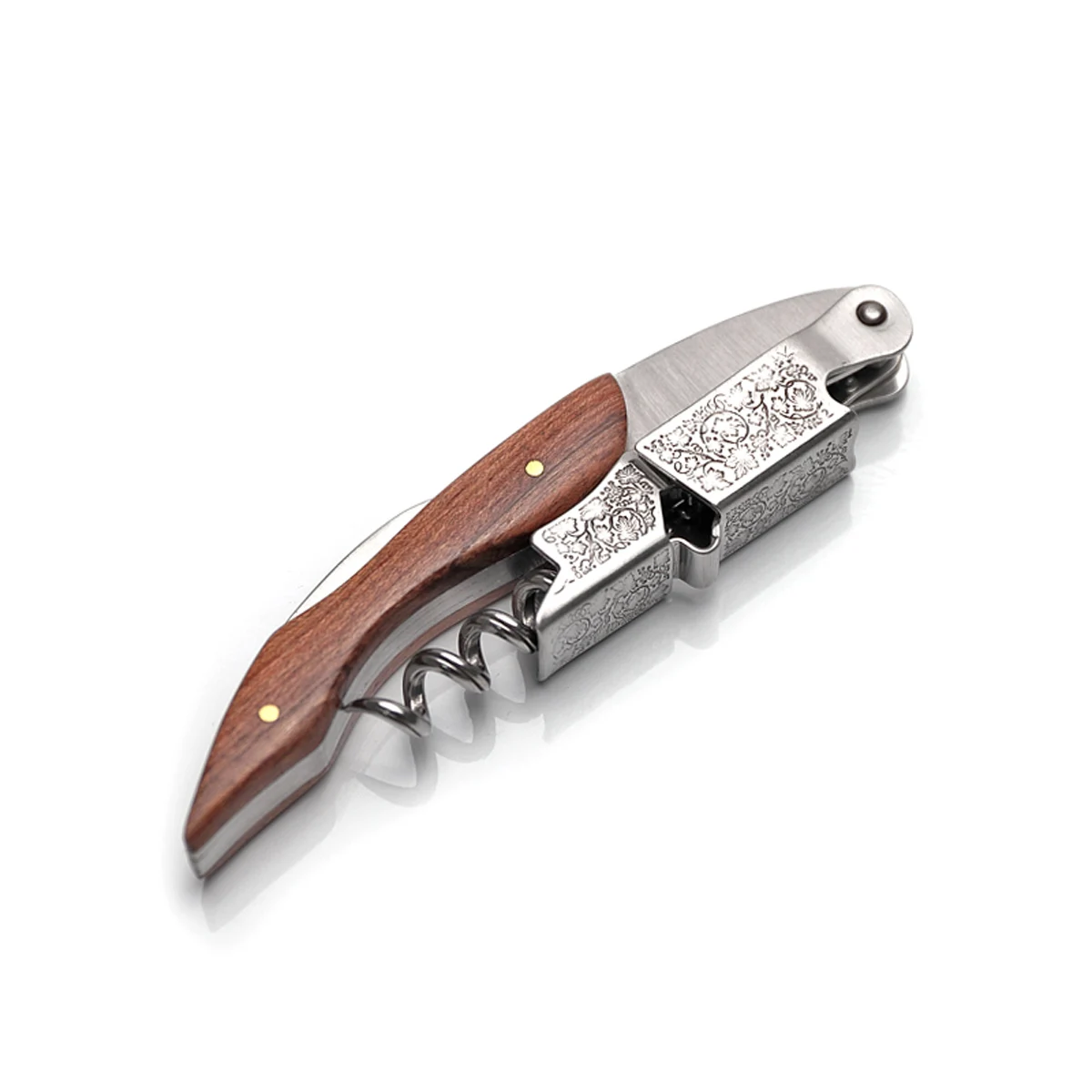 Professional Waiters Corkscrew,Wine Key with Ergonomic Wood Grip, Beer Bottle Opener, and Foil Cutter