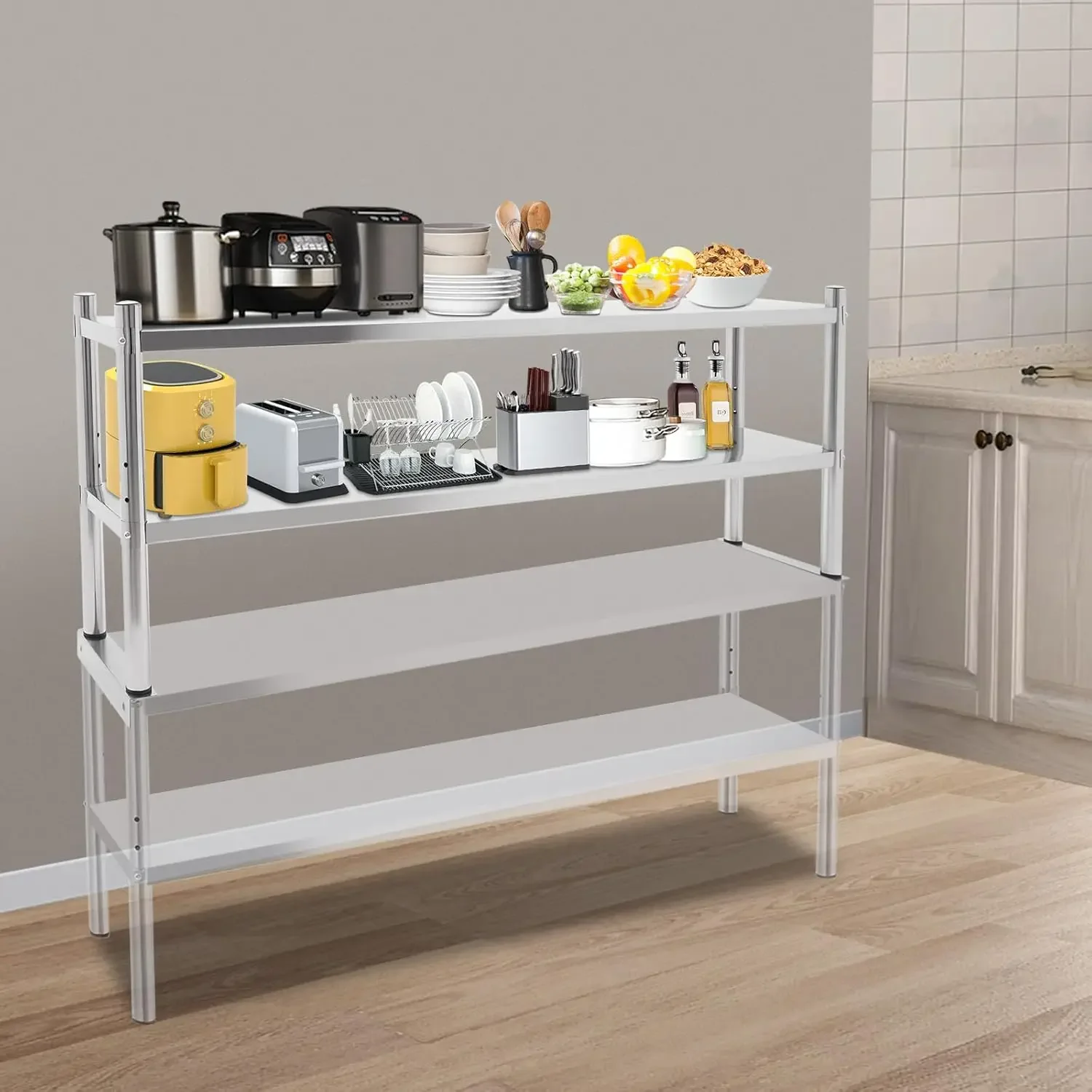 

2 Tier Stainless Steel Overshelf for Prep & Work Table for Kitchen, Restaurant and Workshop,Heavy Duty Stainless Steel
