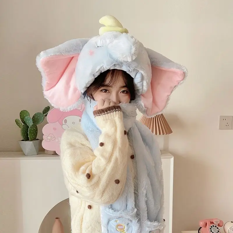 

Kawaii My Melody Sanrio Children Cute Cartoon Comfortable Warm Hat Plush Scarf Gloves Outdoor Hat Christmas Gifts for Kids
