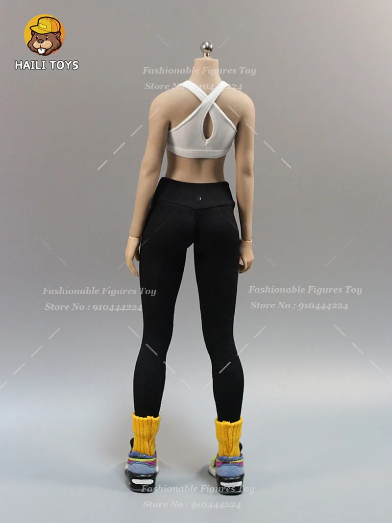 1/6 Women Soldier Yoga Set Sportswear Zip Coat Crop Tops High Waist Leggings Mid Length Socks Fit 12Inch Action Figure Body