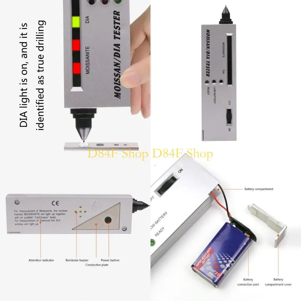 

D84F Diamond Tester Pen, High Accuracy Jewelry Diamond Tester, Professional Diamond for Novice and Expert