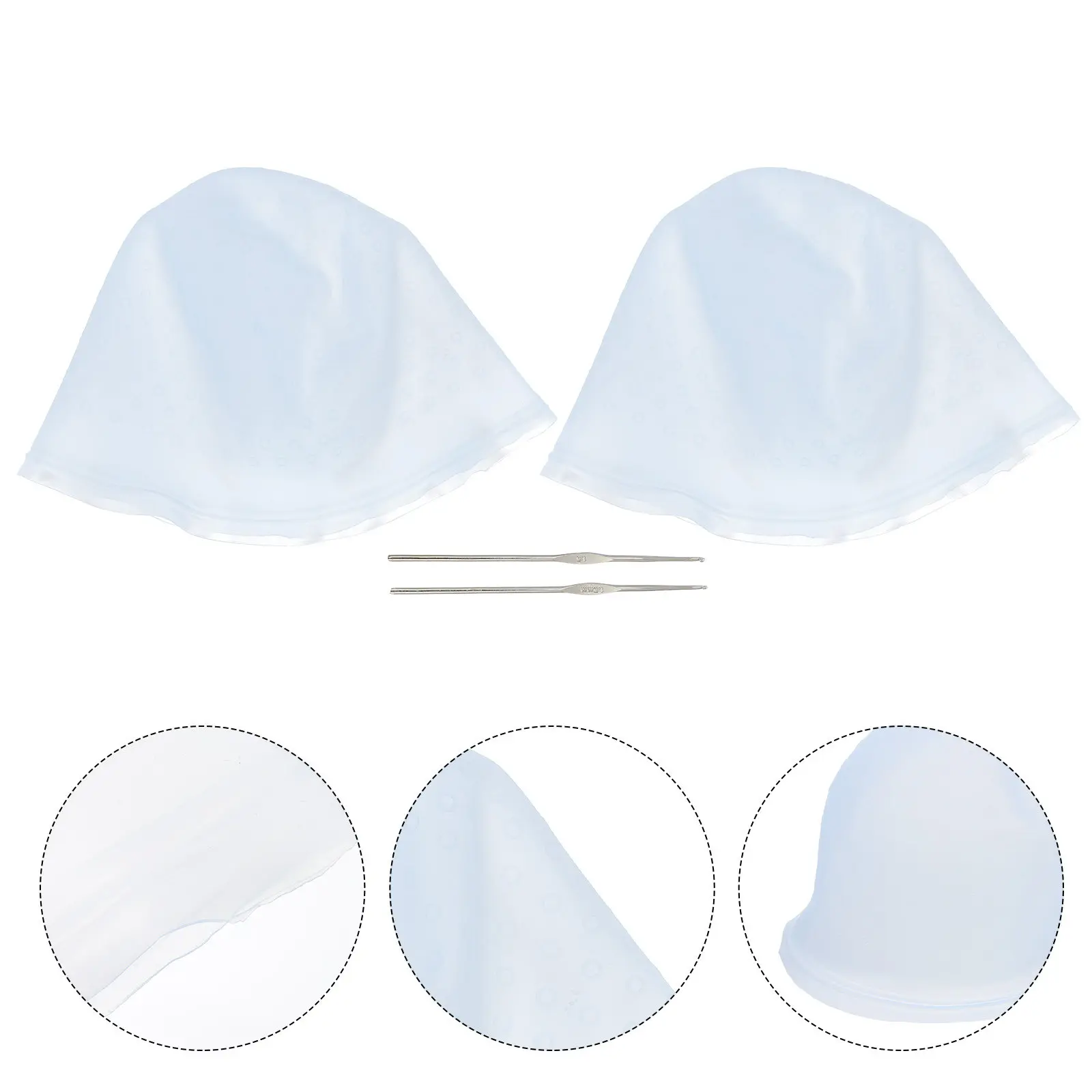 

4pcs Reusable Silicone Coloring Caps With Crochet Hooks For Diy Hair Dyeing At Home Hair Highlighting Kit Salon Dyeing Tool