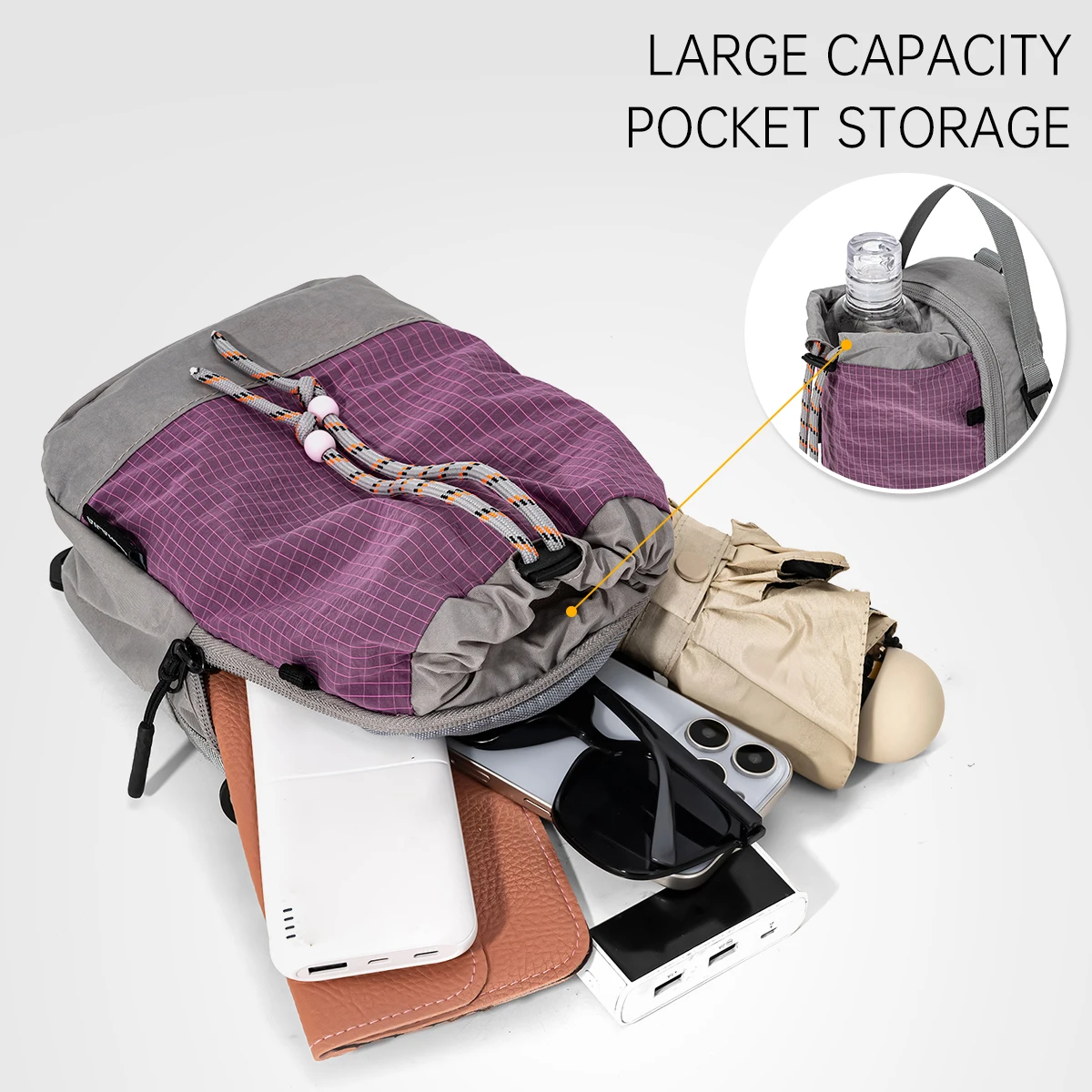 Multifunktionaler Camping-Rucksack, Damen-Umhängetasche, Outdoor-Sporttasche für Radfahrer mit integrierter Wasserflaschenhalterung, leichte Handytasche, leicht und ideal für den täglichen Gebrauch. – Detail 6
