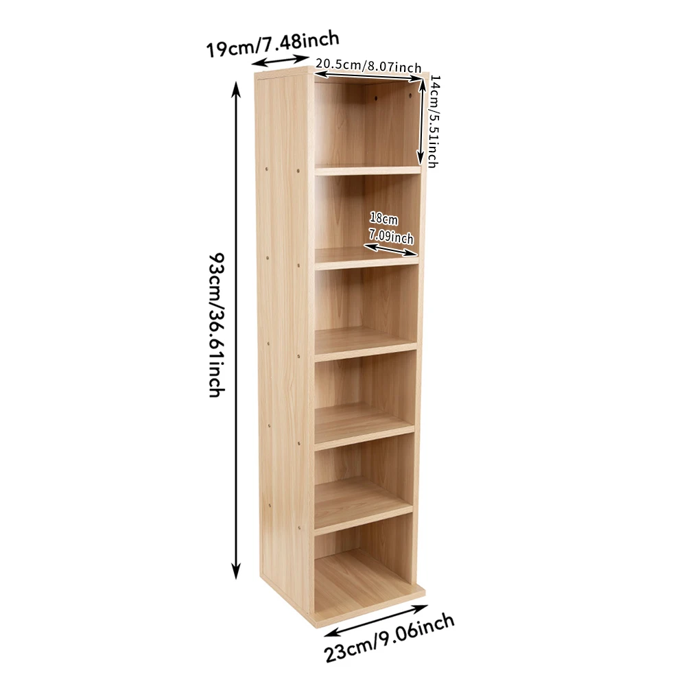6 Tier Storage Cabinet Cube Bookcase Wooden Storage Rack Natural Color Wooden Display Shelf Floor Standing Cabinet Living Room