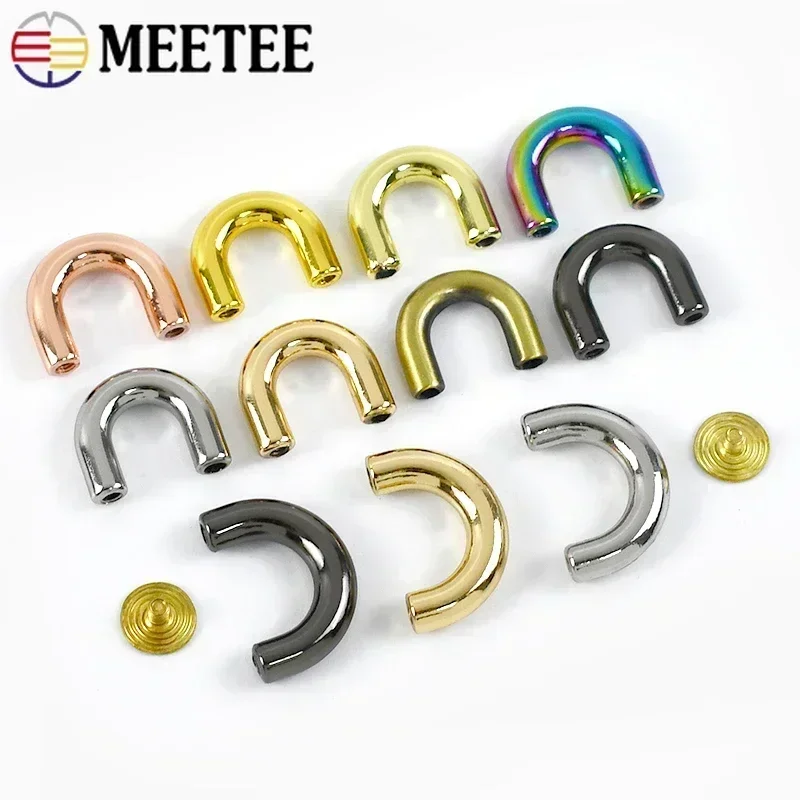 5-20Pcs Metal Arch Bridge Screws Buckles Handbag Strap Stud Connector Clasp Webbing Hooks DIY D Ring Hardware Accessories