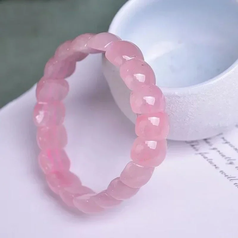 Wholesale Pink Natural Crystal Hand Row Quartzite Stone Bracelets For Women Girl Sweet Simple Fashion Jewelry JoursNeige