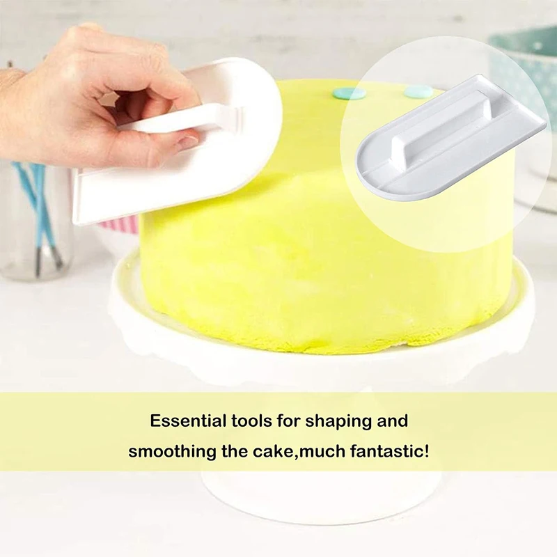 2Pcs Cake Scraper Set Cake Smoother Kit Fondant Spatula Cake Edge Smoother Cream Leveling Device Cake Icing Smoother Baking Tool