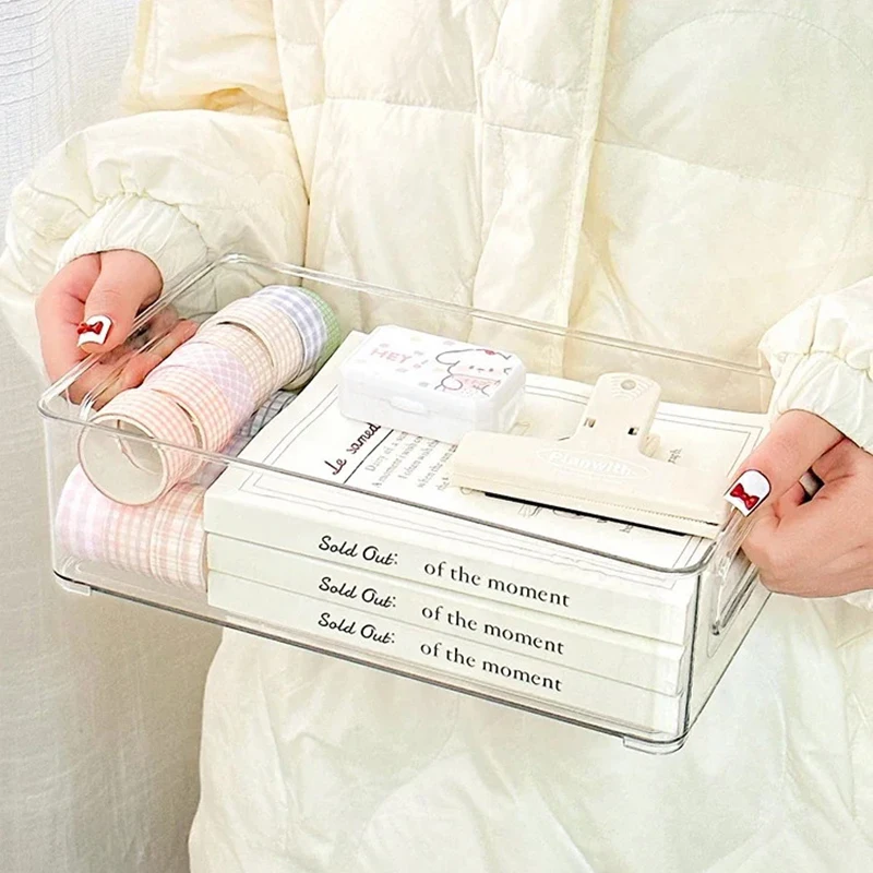 【F】Acrylic Storage Box Desktop Cosmetics Transparent Plastic Box Household Facial Mask Skin Box Refrigerator Storage Box