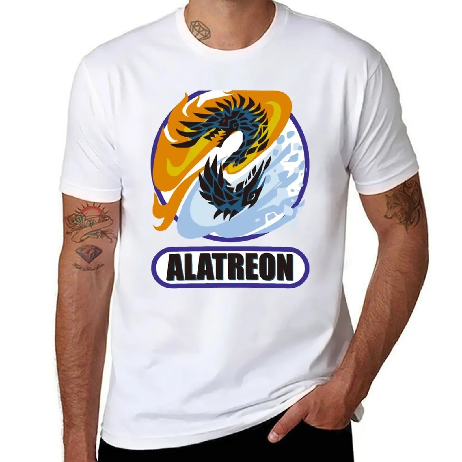 Monster Hunter World Iceborne - Alatreon T-Shirt black cotton t-shirt plain for man package man t shirts cotton T-Shirt #1