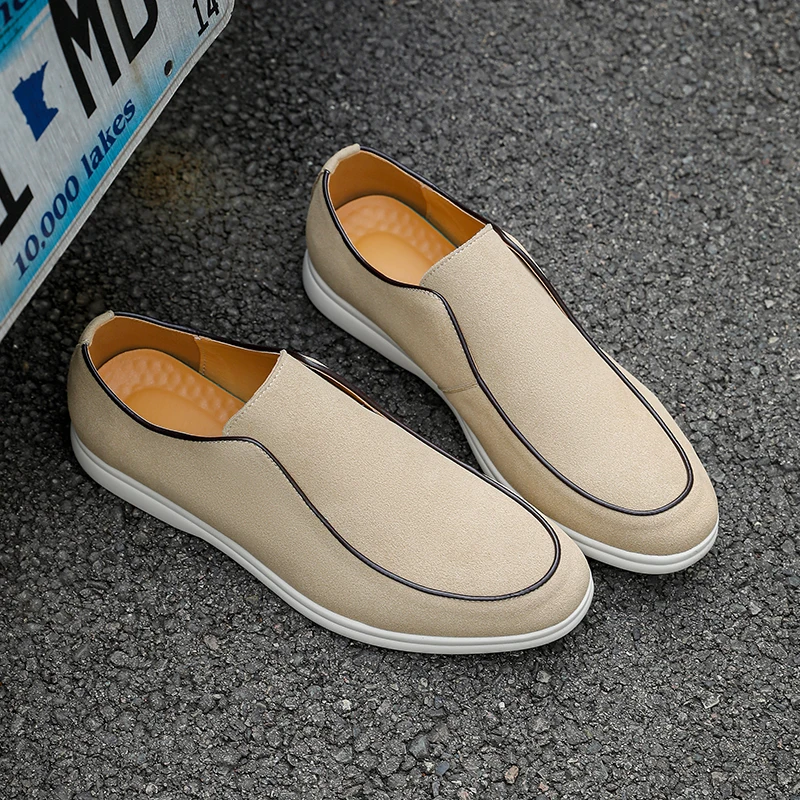 

Men Loafers Faux Suede Solid Color Flat Bottom Lightweight Comfortable Classic Casual Men Shoes