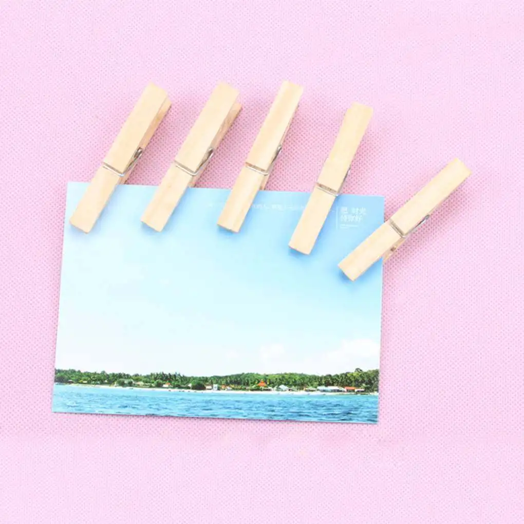 50/100PCS 2.5CM Clip Wood Photo Album Clamp DIY Picture Mini Clothespin Home Laundry Clothes Pin Wall Hanging Peg