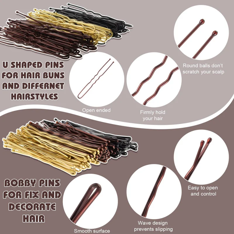480Pcs Per Box Hair Styling Accessories Kit U Shaped Hair Forks Bobby Pins Elastic Hair Bands Hair Clips Hair Bun Making Set view 4