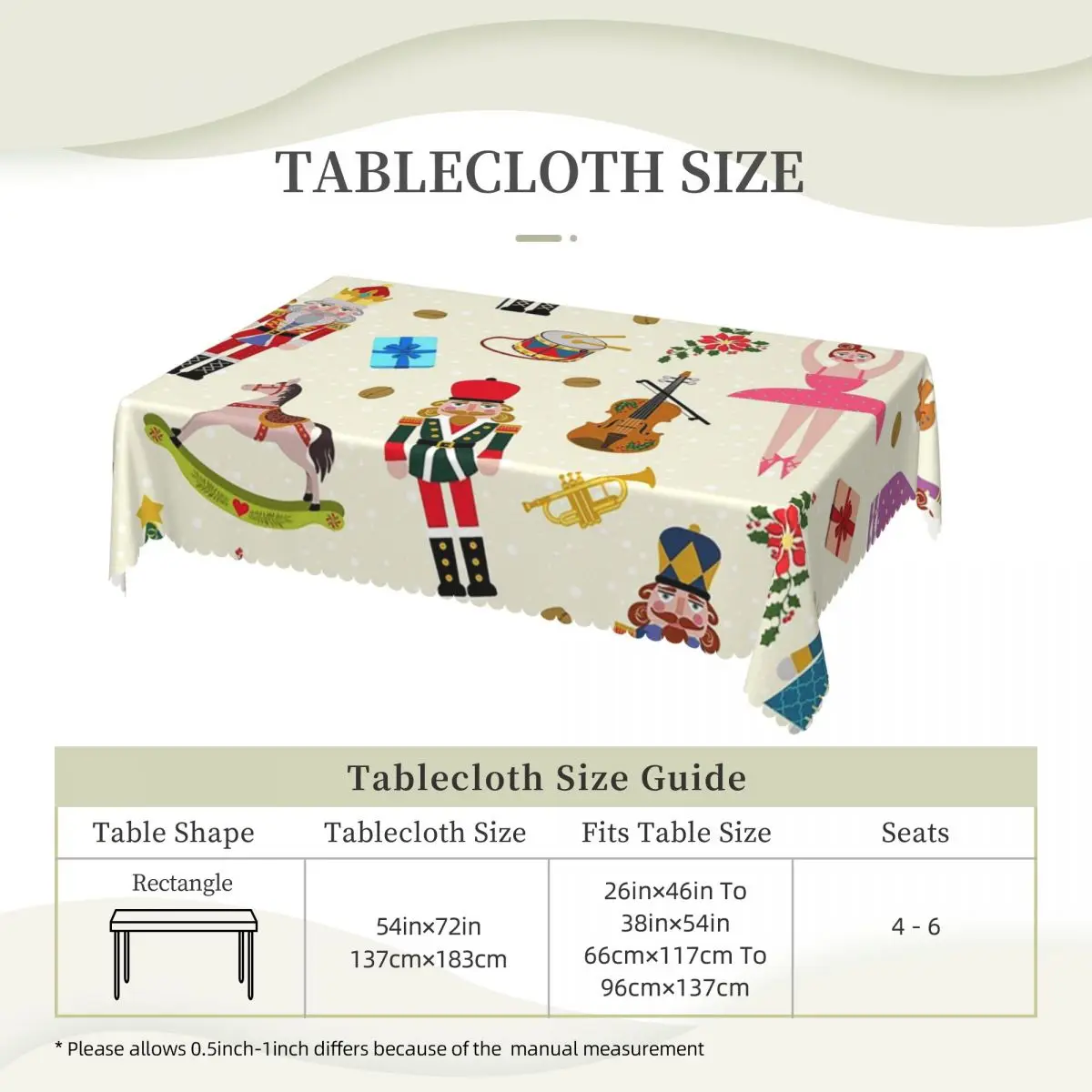 Christmas Day Xmas Nutcracker Tablecloth Restaurant Kitchen Rectangular Tablecloth Decorations Tablecloth Dining Table Cover