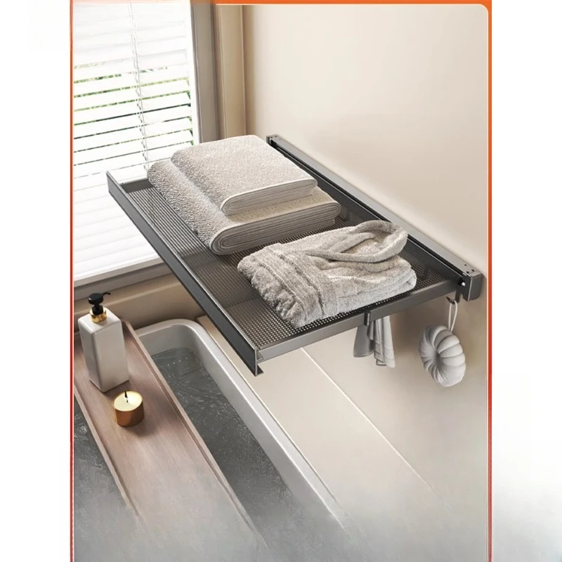 Bathroom invisible folding towel rack, no punching wall hanging toilet towel rack