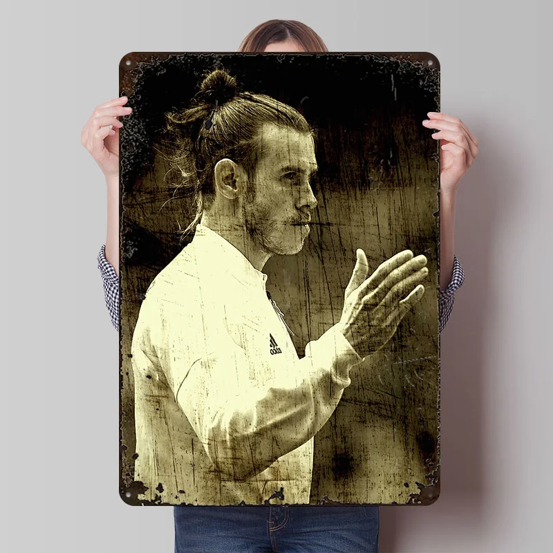 Gareth Bale Printed Poster Customized Wall Art Retro Vintage Metal Tin Signs for Office Decor Room Bedroom Decoration Aesthetic