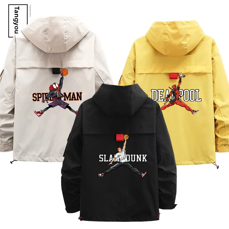 

Повседневная куртка с капюшоном Baan Deadpool Baskeall Experts Collaborative, рабочая одежда, верхняя одежда, куртка из полиэфирного волокна с длинными рукавами