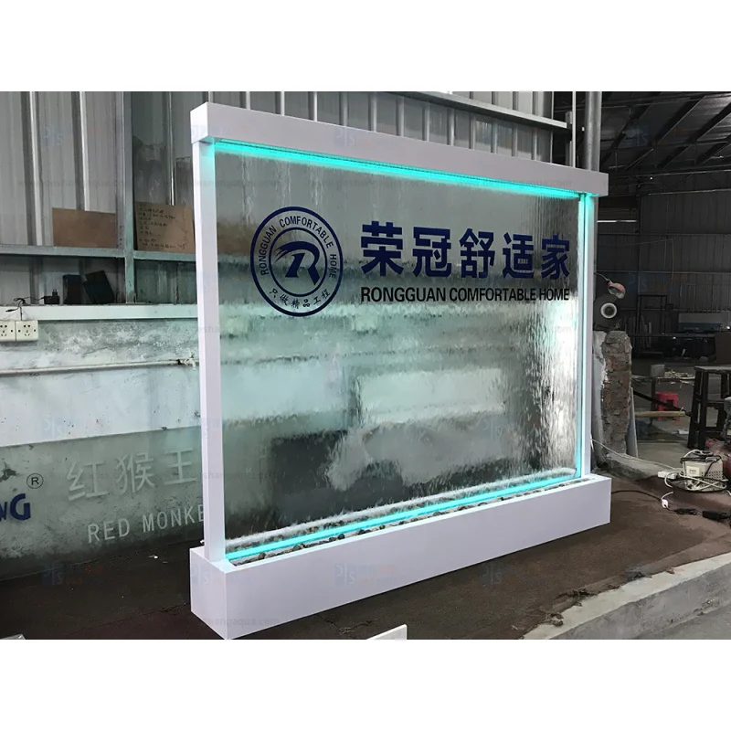 custom.Customized Indoor Waterfall Fountain with Company Contemporary Design Glass Wall Restaurant & Shopping Mal