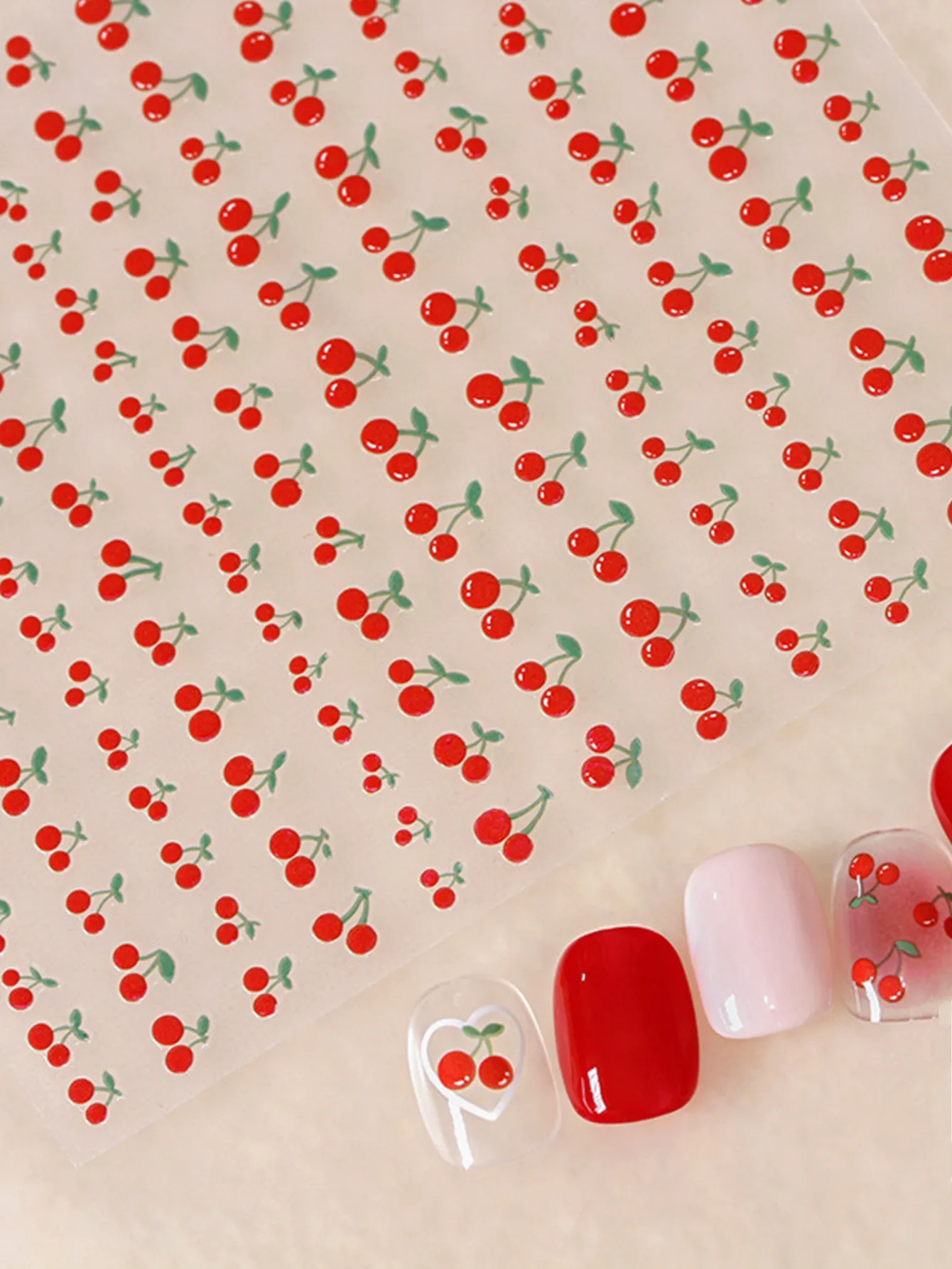 1pcs Sweet Cherry Nail Art Charms Stickers Kawaii Fruit Design Nail Transfer Decals DIY Manicure Self Adhesive Decoration Slider