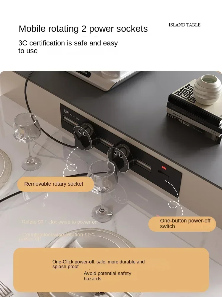 Hot SalesModern Light Luxury Stone Plate Retractable Kitchen Island Mahjong Table Integrated Household Automatic Mahjong Machine