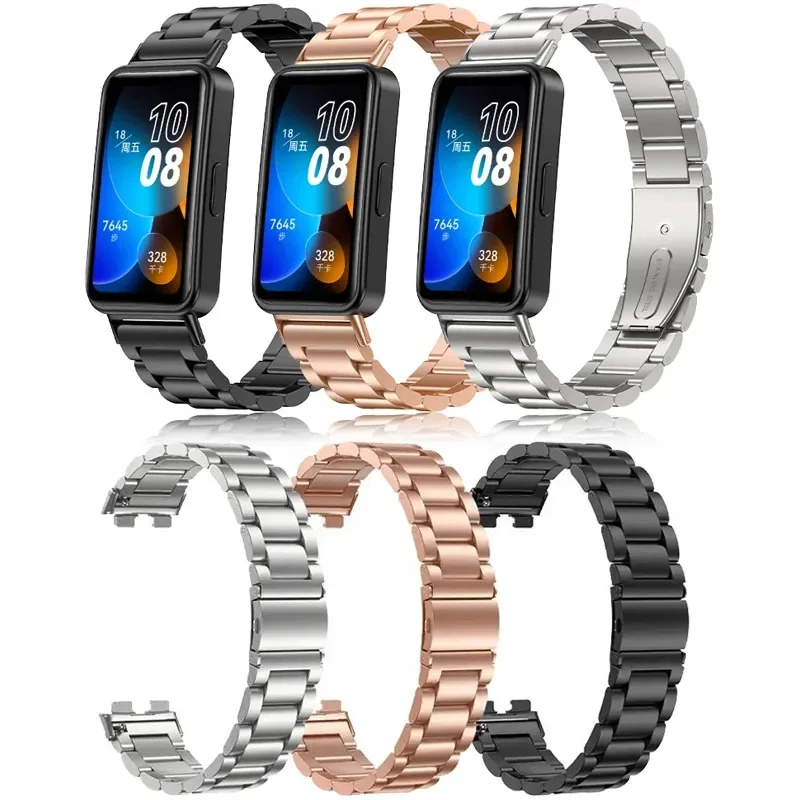 Pulseira de metal para huawei band 10 9 8 smartwatch pulseira substituível de aço inoxidável para huawei band 8/9/10 acessórios