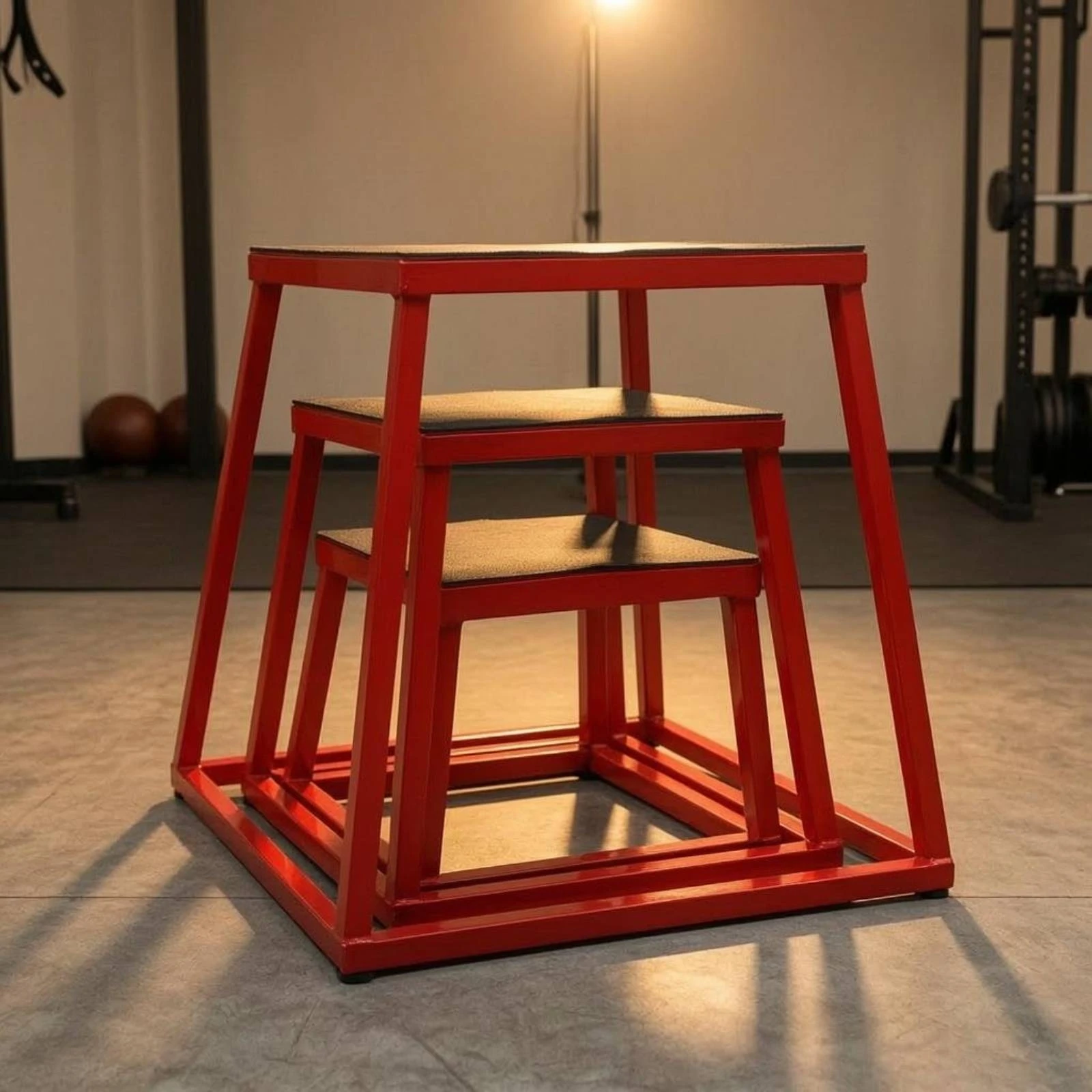 3 Pieces Stackable Jump Stool Nested Jumping Stool Set Plyometric Jump Box Set Textured Top Fitness Gear Metal Frame